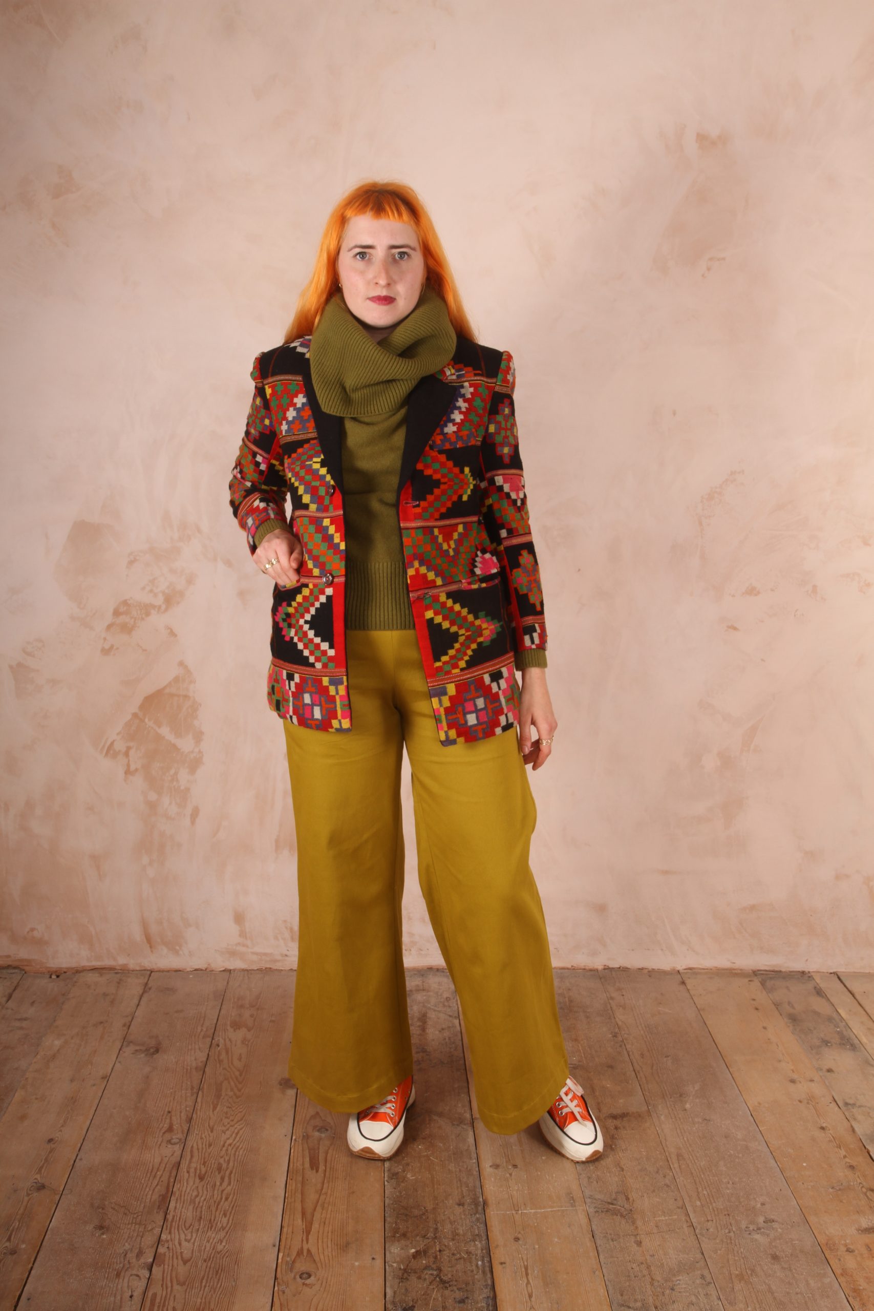 Kamu Trousers Stretch Cotton Poplin Yellow Green - Image 7