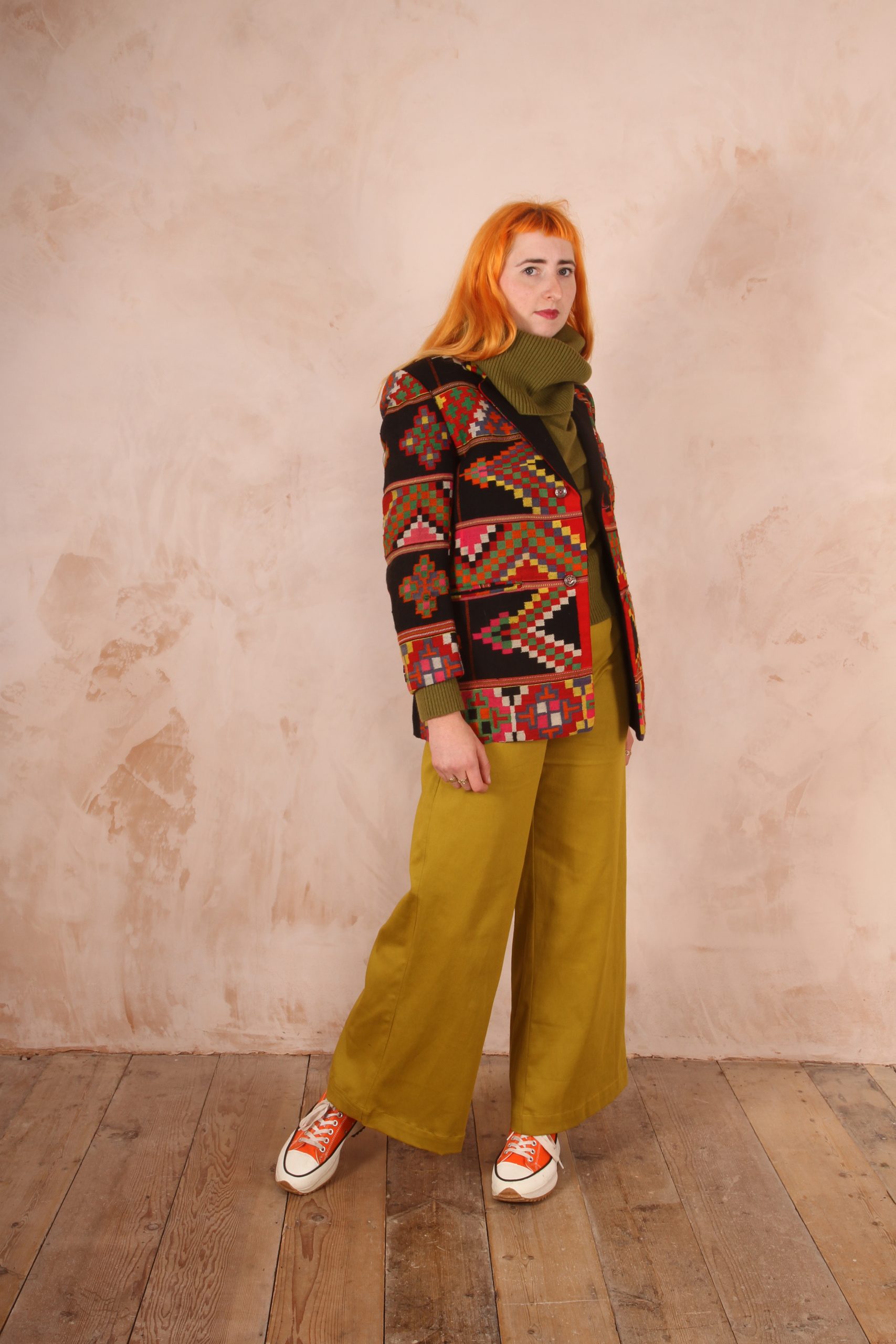 Kamu Trousers Stretch Cotton Poplin Yellow Green - Image 8