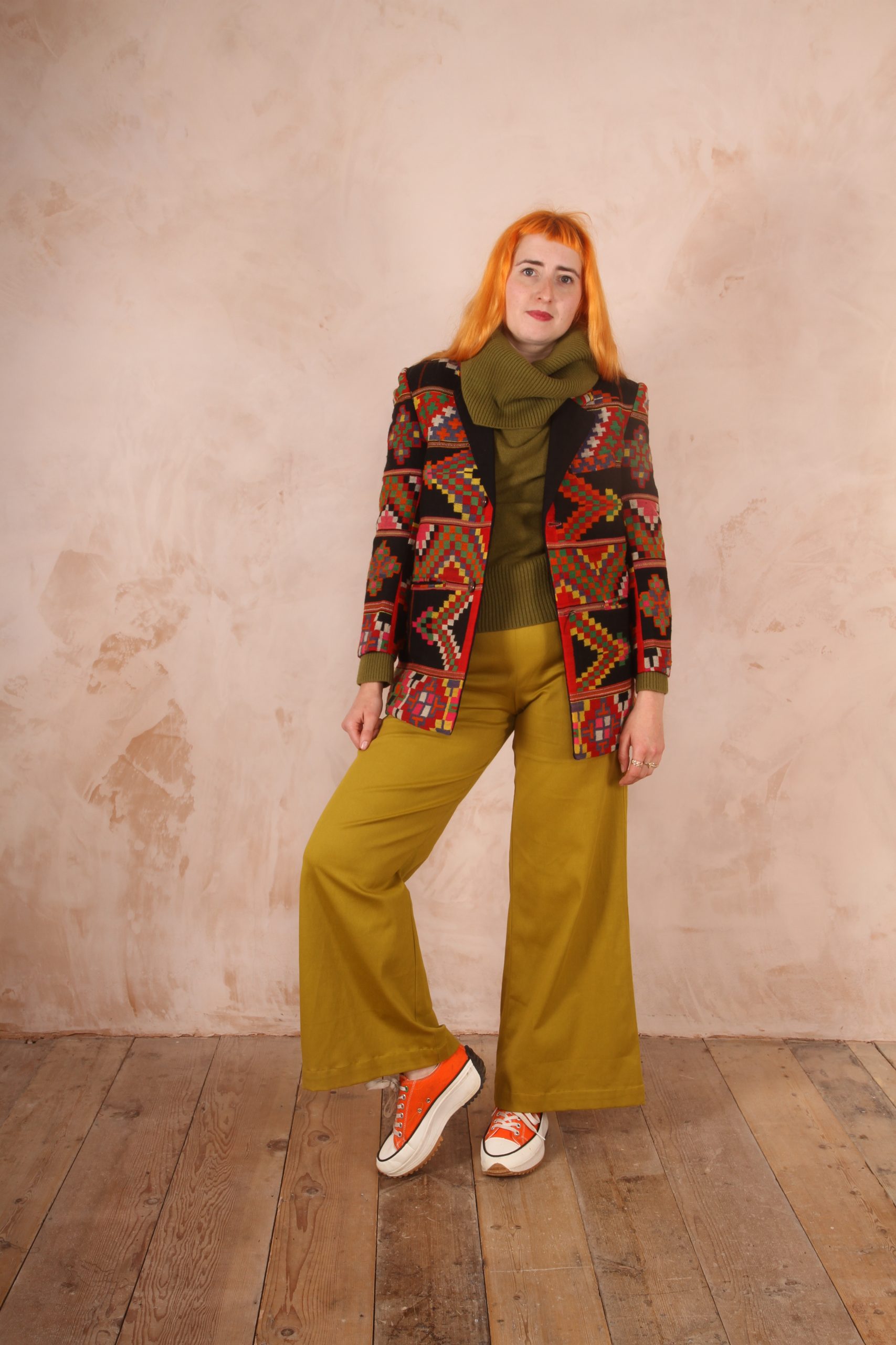 Kamu Trousers Stretch Cotton Poplin Yellow Green - Image 4