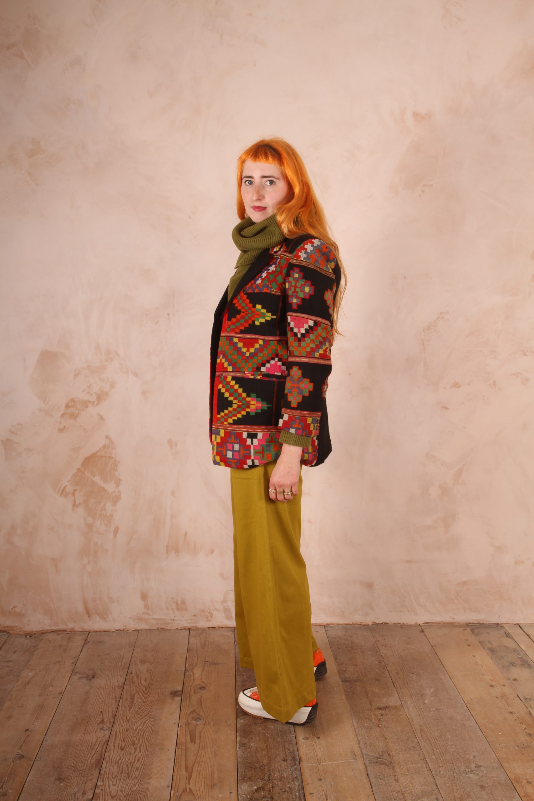 Kamu Trousers Stretch Cotton Poplin Yellow Green - Image 3