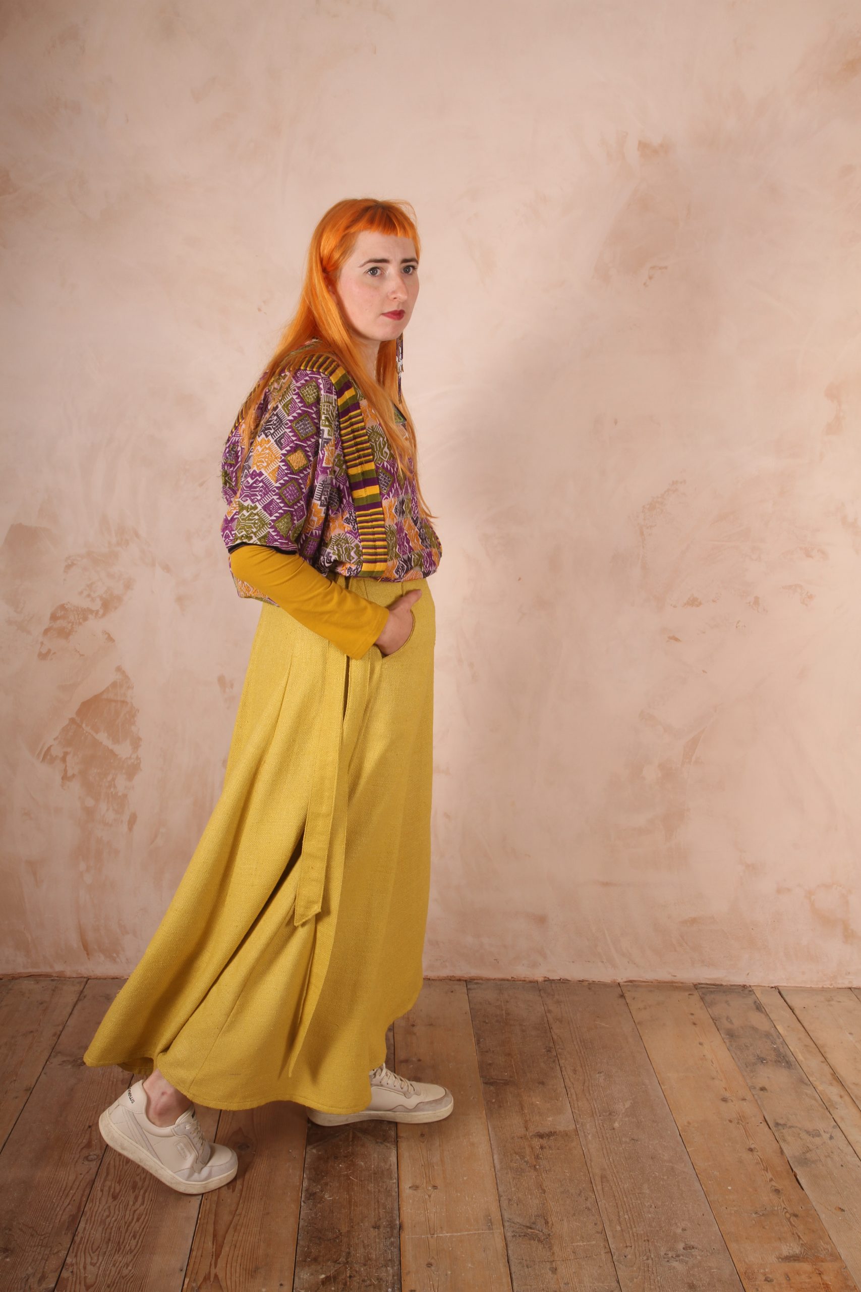 Freida Wrap Around Panelled Maxi Skirt Sunshine Yellow Raw Silk - Image 7