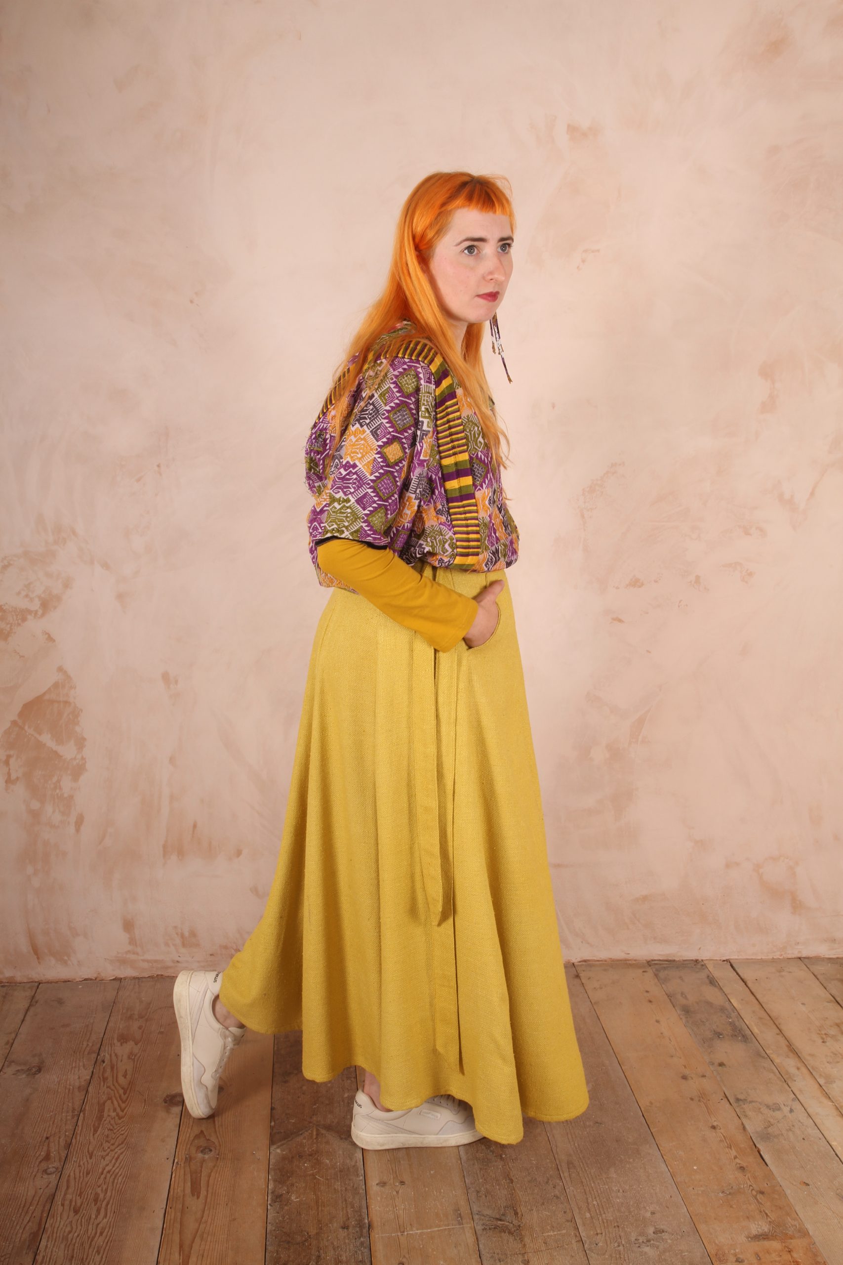 Freida Wrap Around Panelled Maxi Skirt Sunshine Yellow Raw Silk