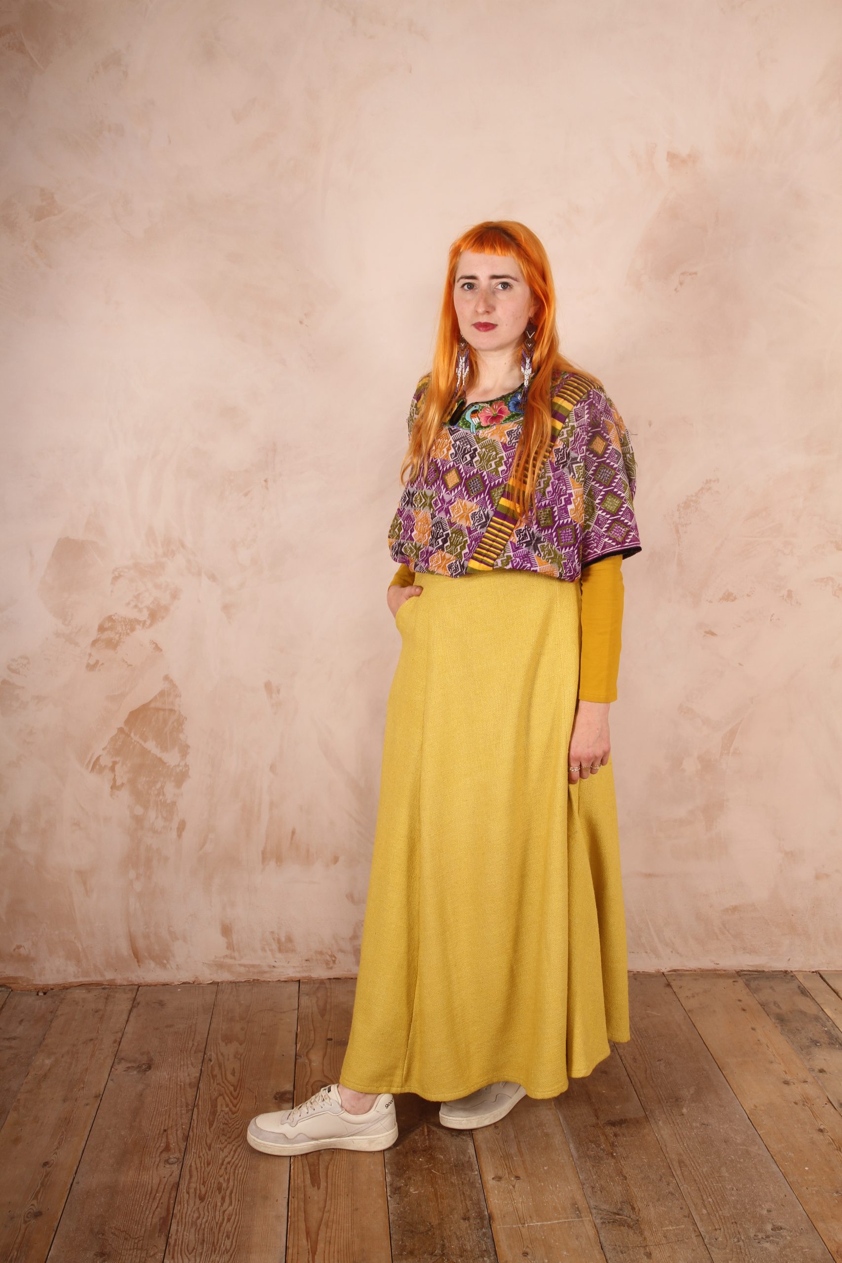Freida Wrap Around Panelled Maxi Skirt Sunshine Yellow Raw Silk - Image 4