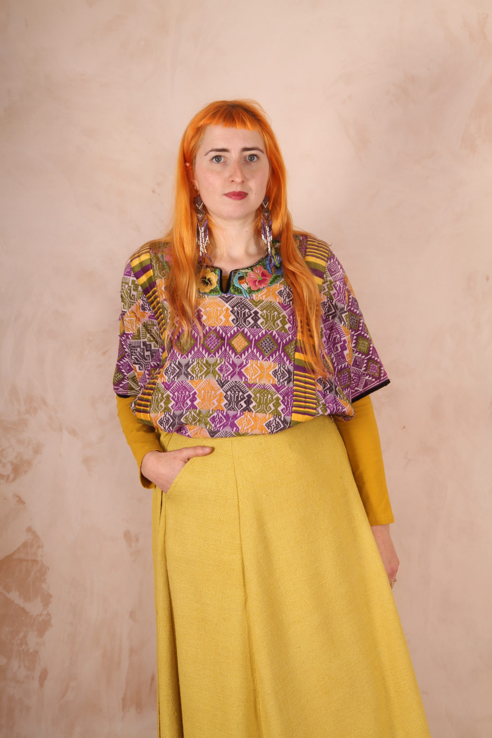 Freida Wrap Around Panelled Maxi Skirt Sunshine Yellow Raw Silk - Image 2