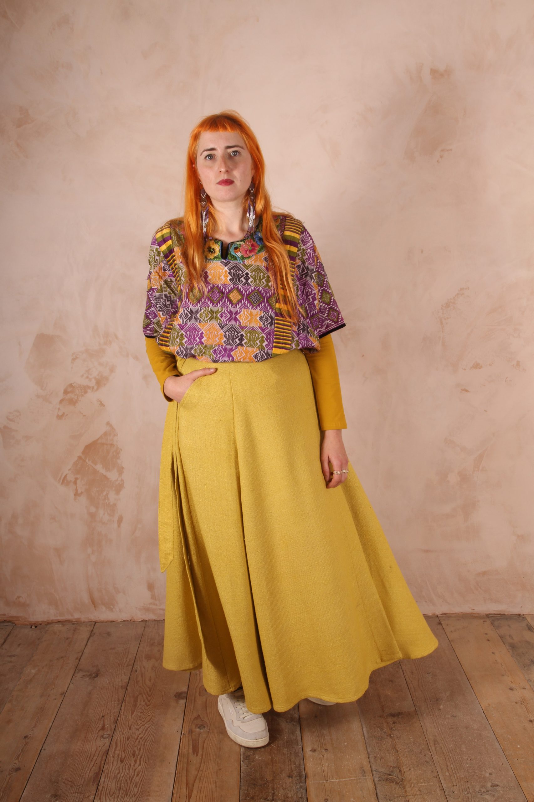 Freida Wrap Around Panelled Maxi Skirt Sunshine Yellow Raw Silk - Image 6